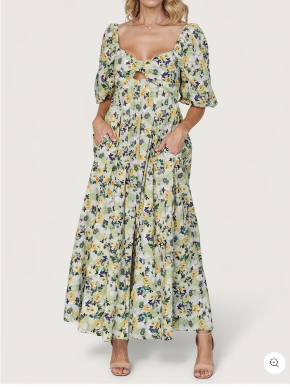 Baltic Born Cream Floral Maxi Dress with Yellow and Green Accents